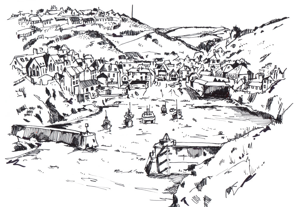 Port Isaac Line Drawing