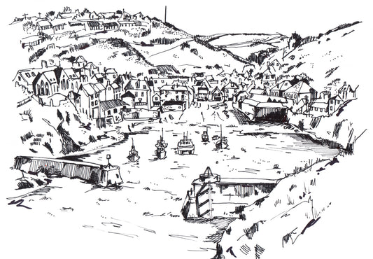 Port Isaac Line Drawing