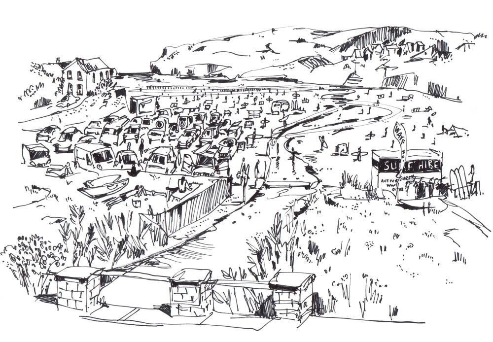 Polzeath Beach Line Drawing