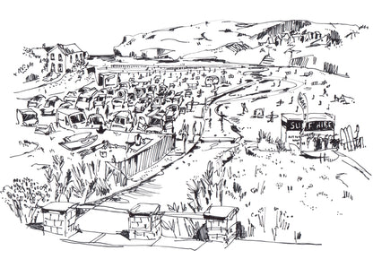 Polzeath Beach Line Drawing