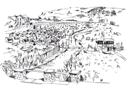 Polzeath Beach Line Drawing
