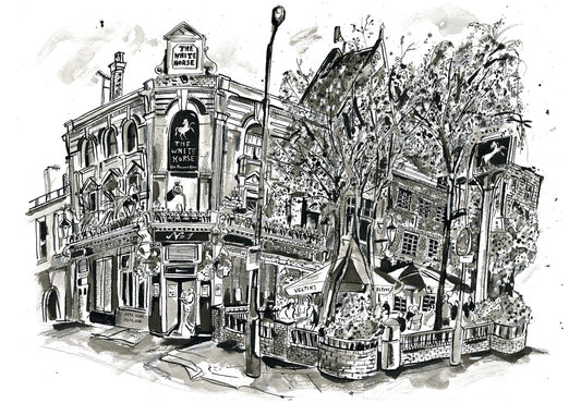 Open Edition - The White Horse in Indian Ink, Parsons Green