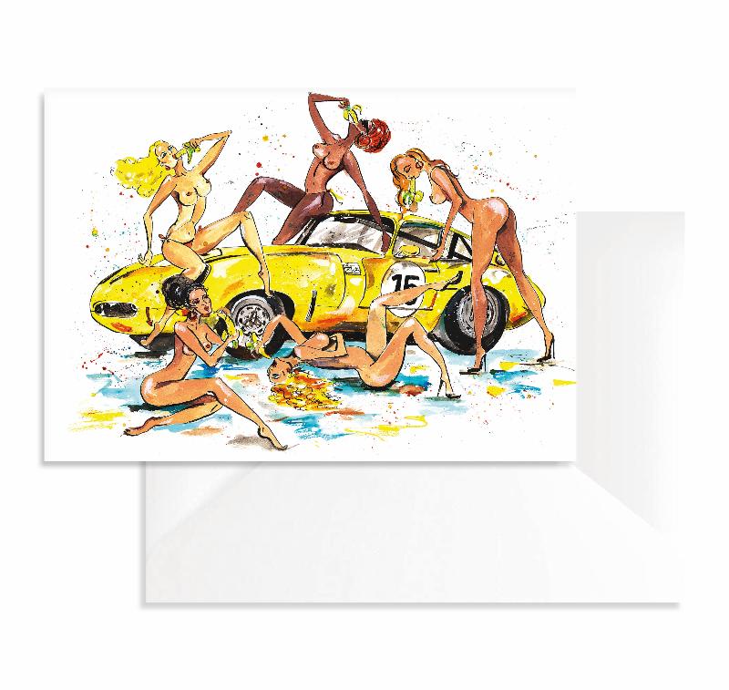 Naughty Car Greetings Cards x8 (A5)