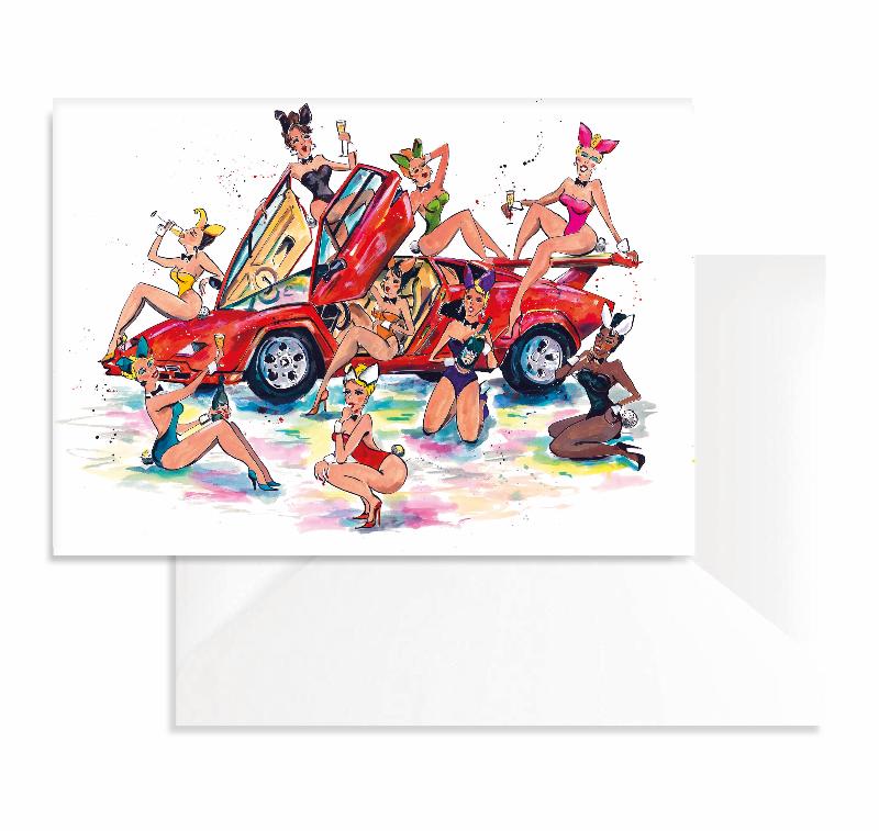 Naughty Car Greetings Cards x8 (A5)