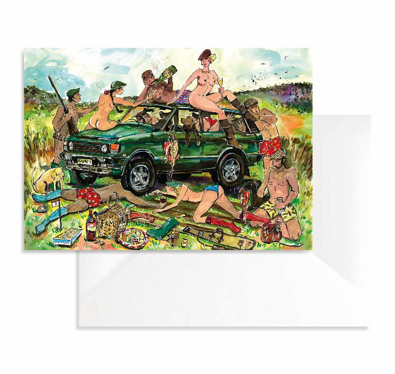 Naughty Car Greetings Cards x8 (A5)