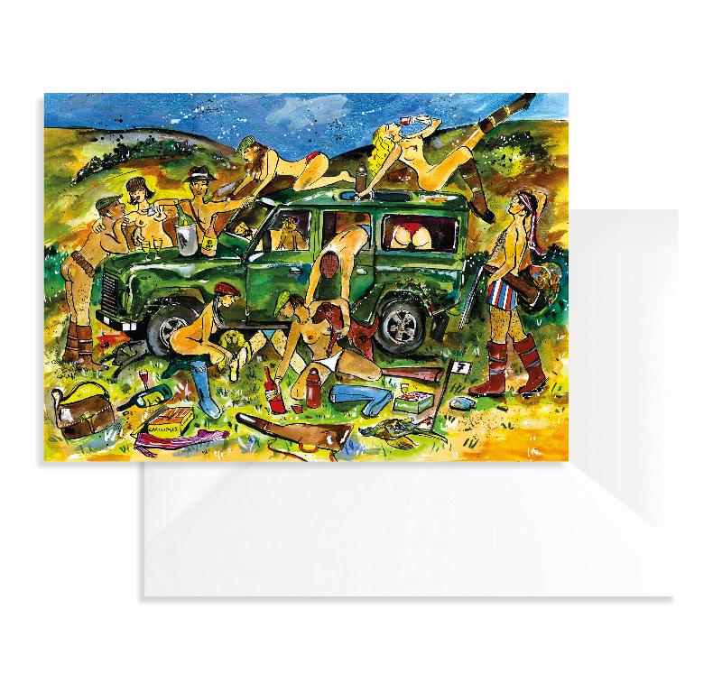 Naughty Car Greetings Cards x8 (A5)