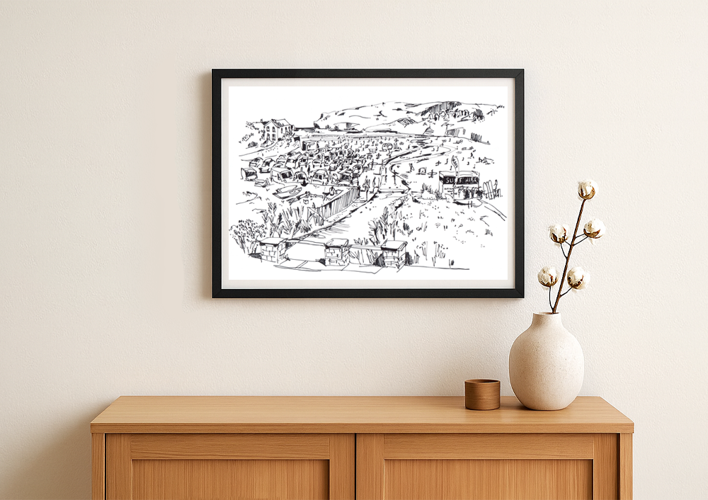 Polzeath Beach Line Drawing