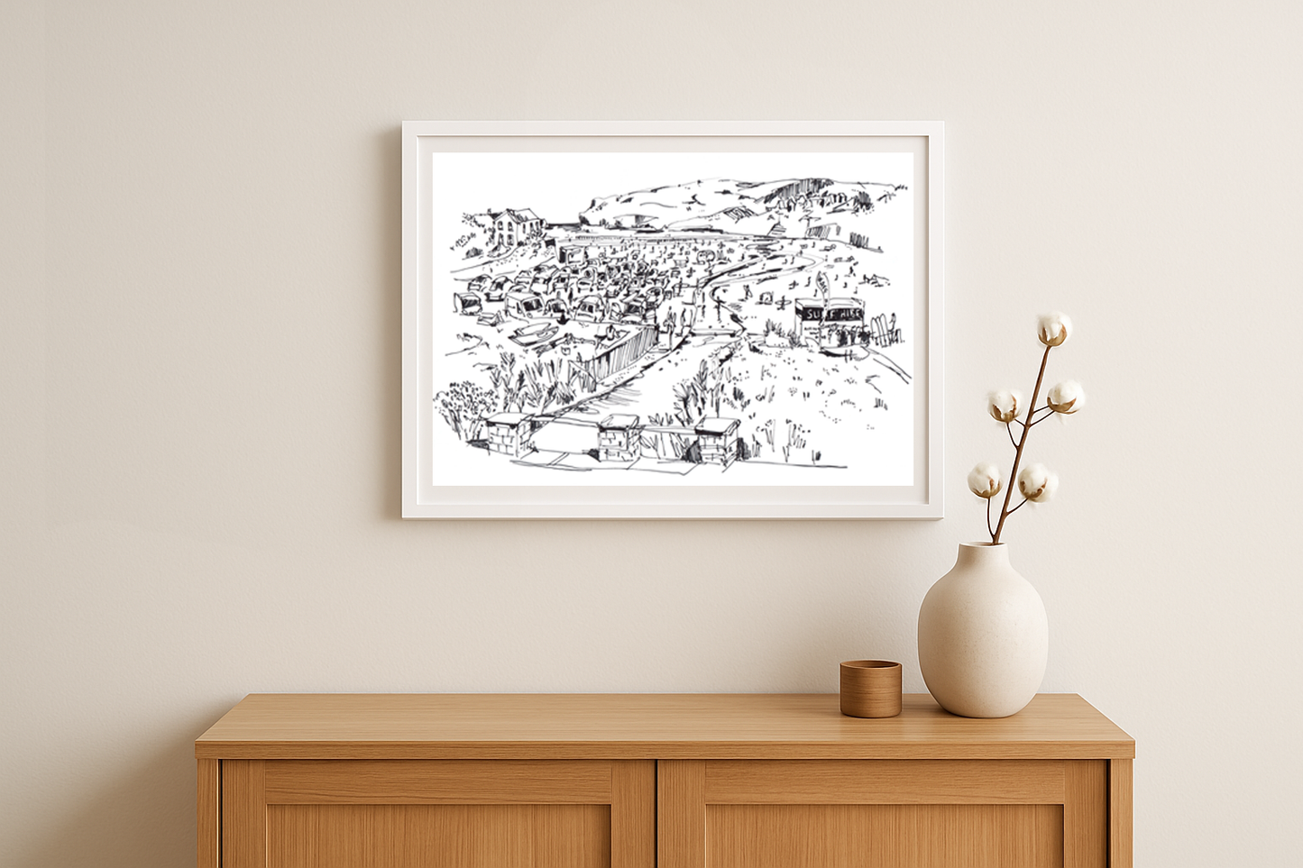 Polzeath Beach Line Drawing