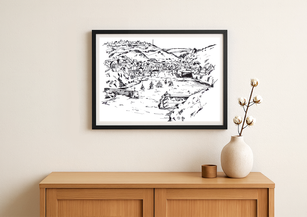 Port Isaac Line Drawing