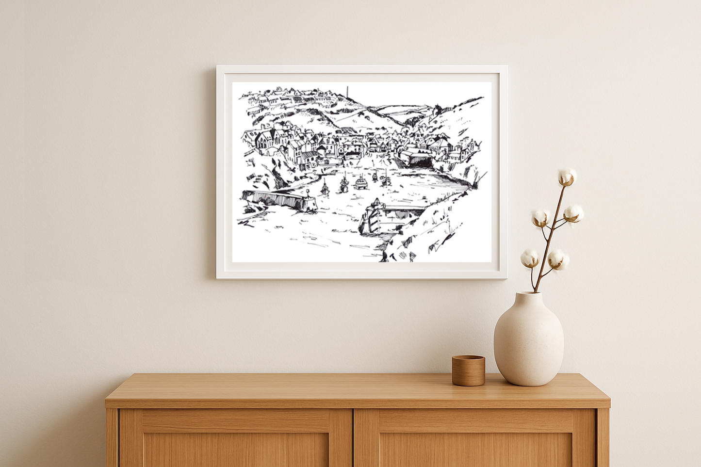 Port Isaac Line Drawing